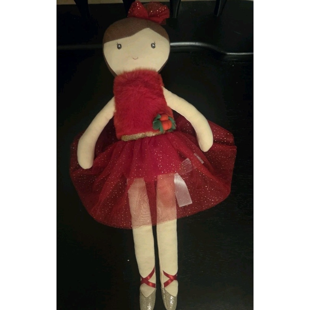 Christmas Ballerina Doll Bearington Evie Plush Red Holly 16.5" Stuffed Toy